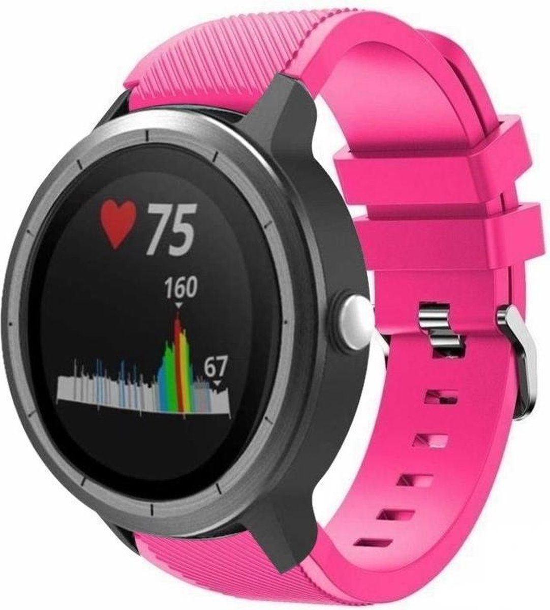 Geschikt voor Garmin Vivoactive 3 silicone band - knalroze - 42mm