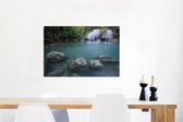 Une cascade thaïlandaise près des rochers dans le parc national d'Erawan Toile 60x40 cm - Tirage photo sur toile (Décoration murale salon / chambre)