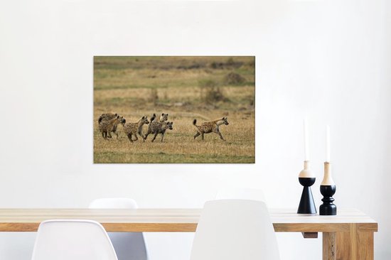 Canvas Schilderij Hyena's - Jagen - Afrika - Wanddecoratie
