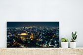 Canvas Schilderij Jakarta - Nacht - Licht - 40x20 cm - Wanddecoratie
