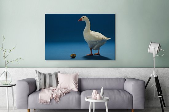 Canvas Schilderij Ganzen die een gouden ei leggen - 120x80 cm - Wanddecoratie
