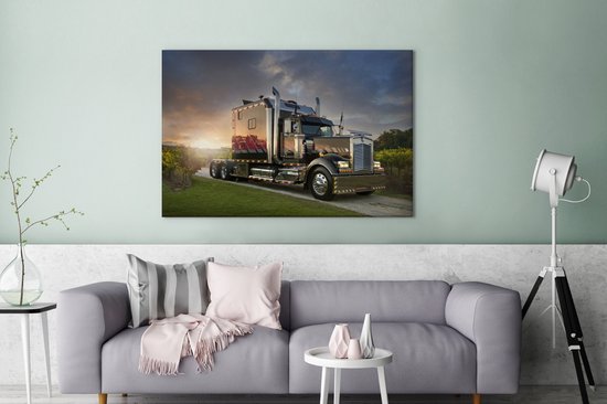 Camion roule au coucher du soleil Poster 120x80 cm - Tirage photo sur  Poster