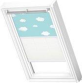 VELUX Origineel Verduisterend Rolgordijn Plus Plissé (DFD) Wit Kozijn, MK08, Blue Sky