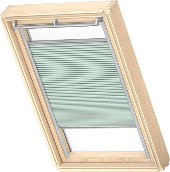 Store plissé occultant VELUX Original (FHC), cadre argenté, M04, 304, 1, vert poussiéreux