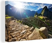 Rayon de soleil du soir sur toile Machu Picchu Pérou 140x90 cm - Tirage photo sur toile (Décoration murale salon / chambre)