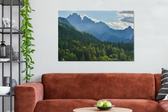 Le paysage de montagne boisé du parc national de Gesäuse en Autriche Toile 140x90 cm - Tirage photo sur toile (Décoration murale salon / chambre)