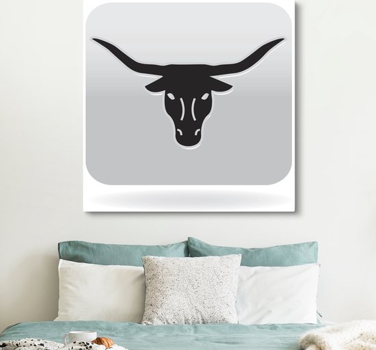 Une icône illustration de la toile Texas Longhorn 120x160 cm - Tirage photo sur toile (Décoration murale salon / chambre) / Animaux de la ferme Peintures sur toile XXL / Groot format!