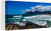 Canvas Schilderij Panorma van het beroemde strand Ipanema in Brazilië - 80x40 cm - Wanddecoratie