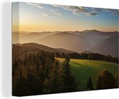Canvas Schilderij Uitzicht over het dichtbeboste Zwarte Woud in Duitsland - 90x60 cm - Wanddecoratie