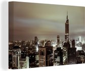 Canvas Schilderij Skyline Nanjing in de avond - 60x40 cm - Wanddecoratie
