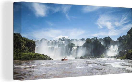 Canvas Schilderij De Iguaçu watervallen vanaf het meer bij Brazilië en Argentinië - 80x40 cm - Wanddecoratie