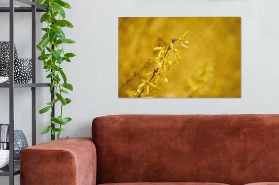 Fleurs de forsythia jaune au printemps Toile 90x60 cm - Tirage photo sur toile (Décoration murale salon / chambre)