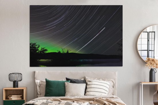 Les étoiles et les aurores boréales 180x120 cm - Tirage photo sur toile (Décoration murale salon / chambre) XXL / Groot format!