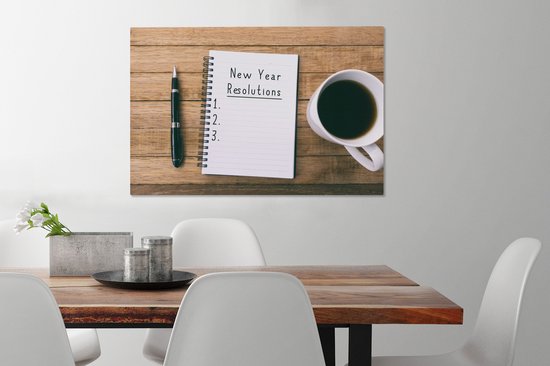 Carnet avec les résolutions du New An 90x60 cm - Tirage photo sur toile (Décoration murale salon / chambre)