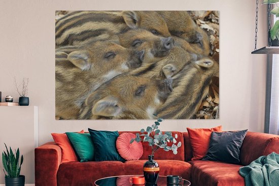 Tableau Peinture Sangliers - Dormir - 180x120 cm - Décoration murale XXL