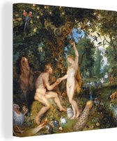 Peintures sur toile - Le paradis terrestre avec la chute d'Adam et Eve - Peinture de Peter Paul Rubens - 50x50 cm - Décoration murale