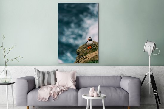 Macareux moine au bord d'une falaise toile 2cm 80x120 cm - Tirage photo sur toile (Décoration murale salon / chambre)