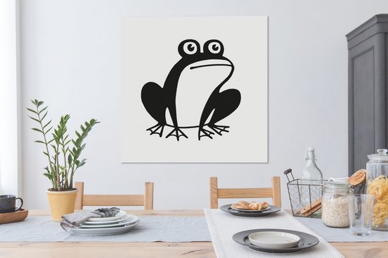 Peintures sur Toile Grenouille - Zwart - Wit - Animaux - 90x120 cm - Décoration murale