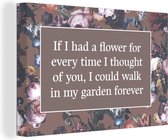 Peintures sur Toile - Fleurs - Paroles - Rose - 90x60 cm - Décoration murale