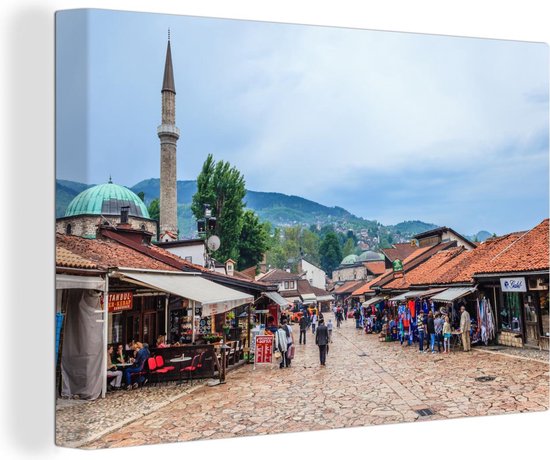 Canvas Schilderij Oude Bosnische marktplaats van Sarajevo - 150x100 cm -  Wanddecoratie | bol.com