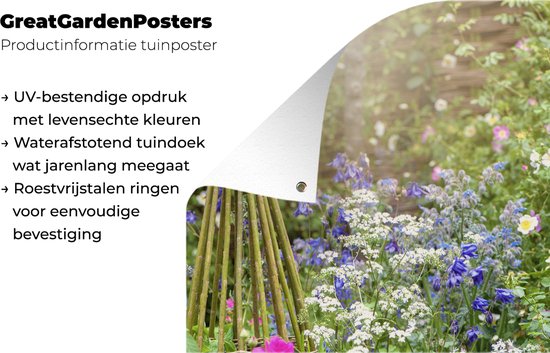 Jardin avec ancolie bleue 60x90 cm