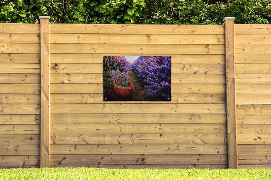 Panier entre grands buissons de fleurs 90x60 cm