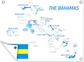 Muurdecoratie buiten Een illustratie van de Bahama's in het blauw met de vlag - 160x120 cm - Tuindoek - Buitenposter