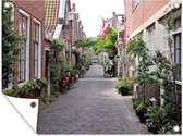 Affiche de jardin Old street à Alkmaar aux Nederland 80x60 cm - Toile de jardin / Toile d'extérieur / Peintures pour l'extérieur (décoration de jardin)