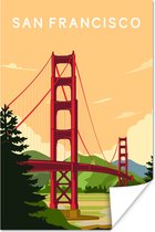 Posters - Kamer decoratie aesthetic - Amerika - Architectuur - Golden Gate Bridge - Pastel - Vintage - Aesthetic room decor - Wanddecoratie - 20x30 cm