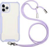 Acryl + kleur TPU schokbestendig hoesje met nekkoord voor iPhone 12/12 Pro (paars)