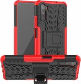 Voor Huawei Mate 40 lite / Maimang 9 Bandentextuur Schokbestendig TPU + pc-beschermhoes met houder (rood)