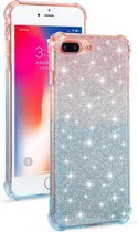 Voor iPhone 8 Plus / 7 Plus gradiënt glitter poeder schokbestendig TPU beschermhoes (oranje blauw)