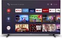 Philips tv met smart tv menu en apps zoals Netflix, Prime Video en YouTube.