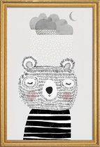 JUNIQE - Poster met houten lijst I Love Snow -13x18 /Grijs & Wit