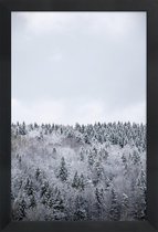 JUNIQE - Poster in houten lijst White Winter Forest -30x45 /Grijs &