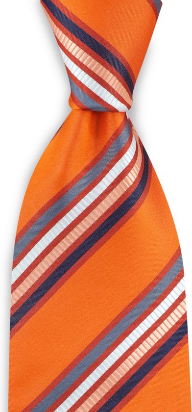 We Love Ties Necktie London Connection, pure soie tissée haute densité, orange / bleu / gris / blanc