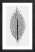 JUNIQE - Poster in houten lijst Skeleton of a Leaf -20x30 /Wit & Zwart