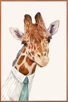 JUNIQE - Poster met kunststof lijst Mr Giraffe -20x30 /Bruin & Ivoor