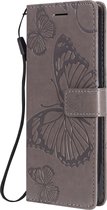 Sony Xperia 10 II Hoesje - Mobigear - Butterfly Serie - Kunstlederen Bookcase - Grijs - Hoesje Geschikt Voor Sony Xperia 10 II