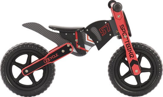 2Cycle Motor Loopfiets - Hout - Rood