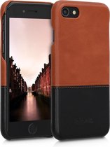 kalibri leren hoesje voor Apple iPhone 7 / 8 / SE (2020) - hardcover beschermhoes - bruin / zwart