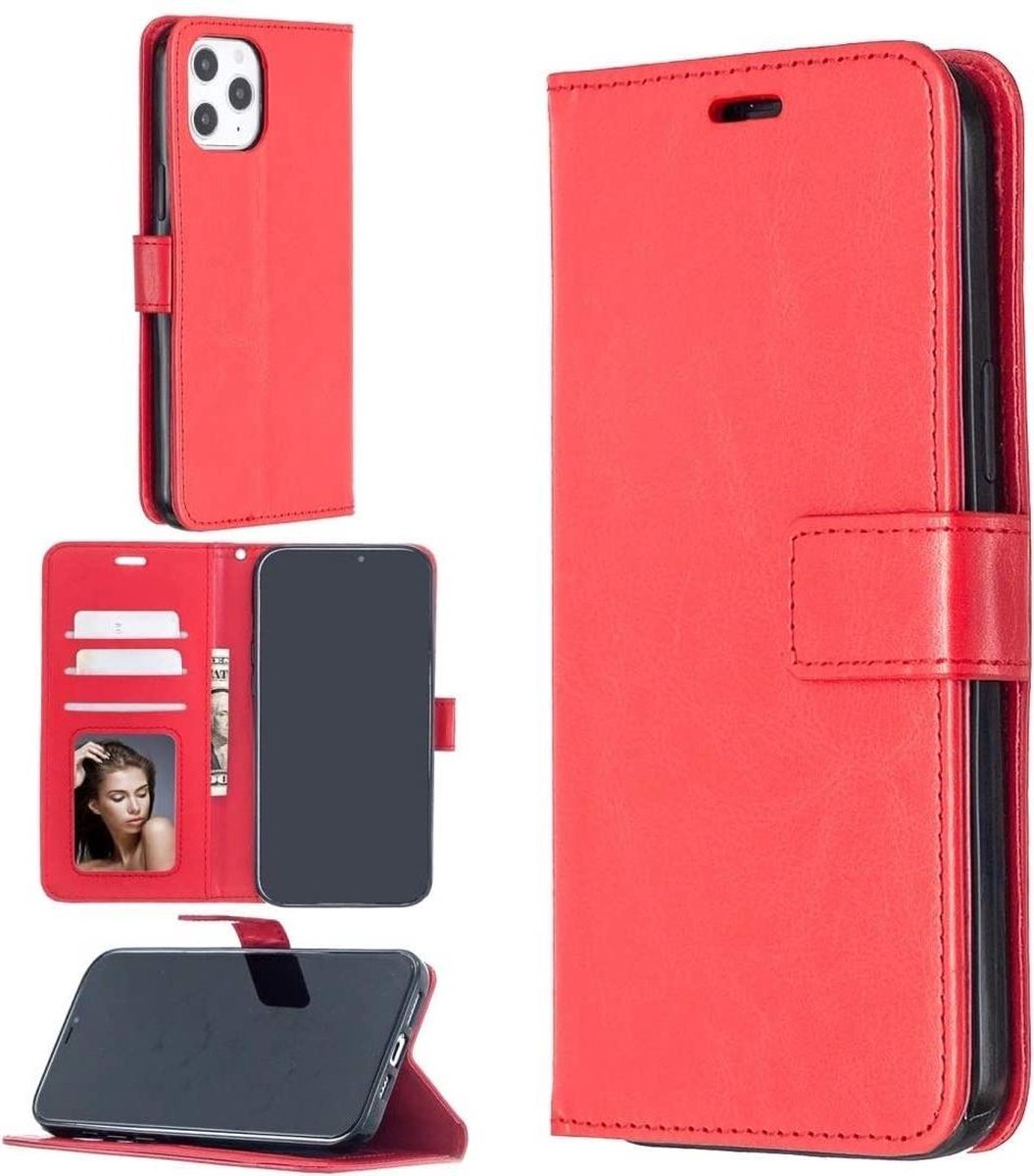 Portemonnee Book Case Hoesje Geschikt voor: iPhone 12 Pro - rood