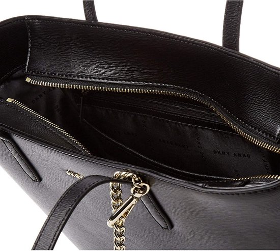 DKNY Cuir Sac shopper Sac à épaule Bryant Tote Black / Gold Noir