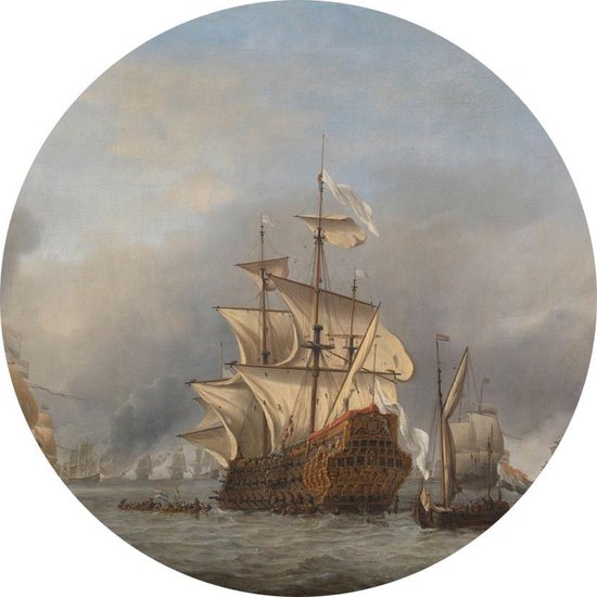 La Conquête du Prince Royal , Willem van de Velde - Photo sur Papier Peint Cercle - ⌀ 120 cm