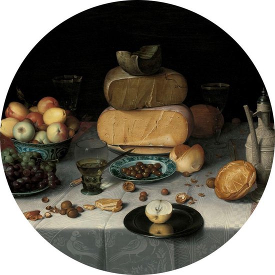 Nature morte aux fromages, Floris Claesz. van Dijck - Photo sur papier peint Cercle - ⌀ 120 cm