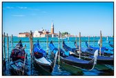 Gondels afgemeerd voor het San Marcoplein in Venetië - Foto op Akoestisch paneel - 225 x 150 cm