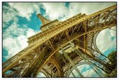 Constructie van de Eiffeltoren in Parijs in close-up - Foto op Akoestisch paneel - 120 x 80 cm