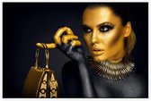 Vrouw met gouden tas - Foto op Akoestisch paneel - 120 x 80 cm