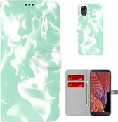 Voor Samsung Galaxy Xcover 5 Cloud Fog Patroon Horizontale Flip Lederen Case met Houder & Kaartsleuf & Portemonnee (Mintgroen)