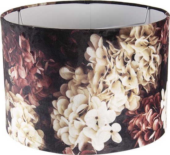 Clayre & Eef Abat-jour lampes à suspension Ø 34x24 cm Noir Rose Textile  Rond Fleurs... | bol